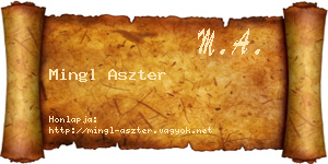 Mingl Aszter névjegykártya